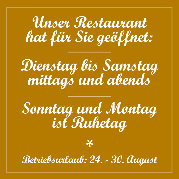 Aktuelle Öffnungszeiten